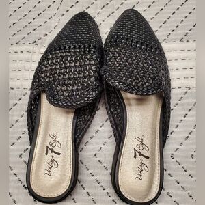 Black Woven Mules